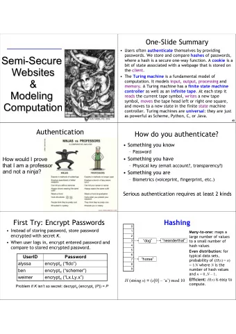 Semi-Secure  Semi-Secure where a hash is a secure one-way function. A cookie is a  bit of state