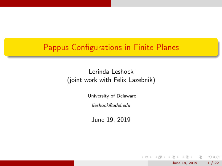 pappus configurations in finite planes