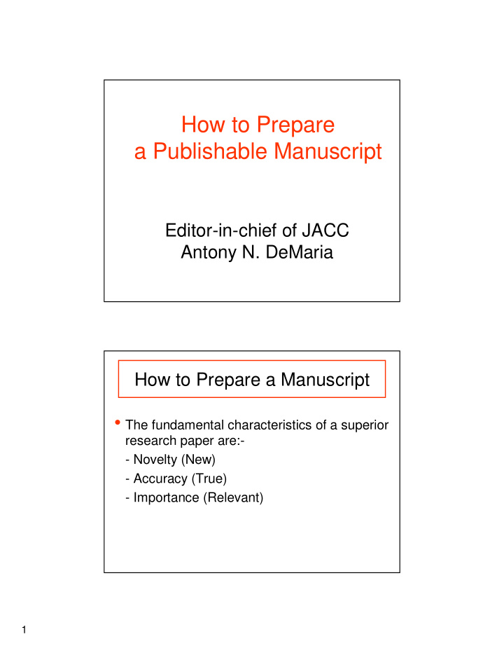 how to prepare a publishable manuscript