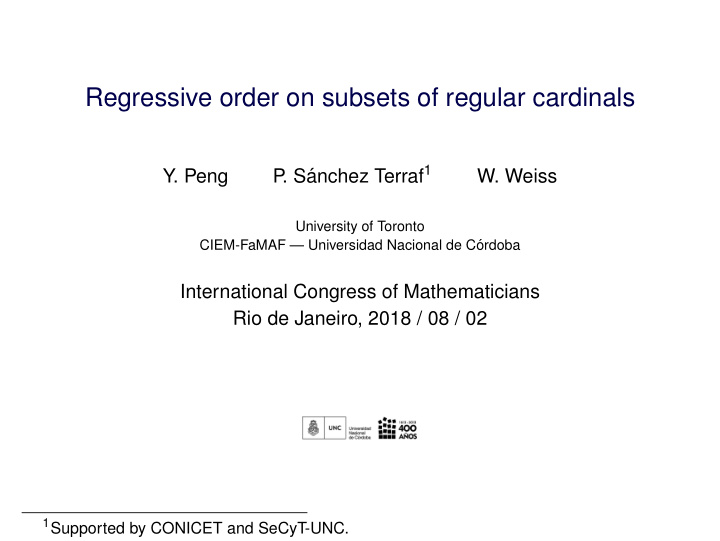 regressive order on subsets of regular cardinals