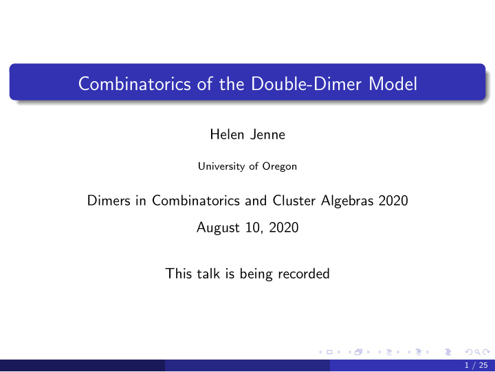 combinatorics of the double dimer model