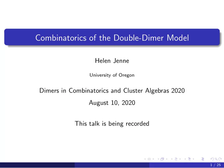 combinatorics of the double dimer model
