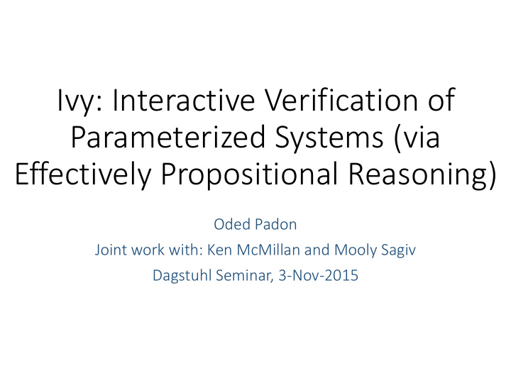 parameterized systems via