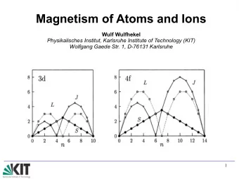 Magnetism of Atoms and Ions  Wulf Wulfhekel  Physikalisches Institut, Karlsruhe Institute of