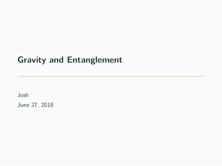 gravity and entanglement