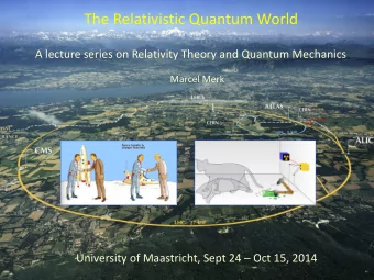 The Relativistic Quantum World  A lecture series on Relativity Theory and Quantum Mechanics  Marcel