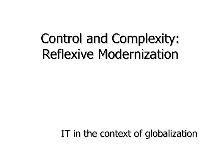 control and complexity control and complexity reflexive