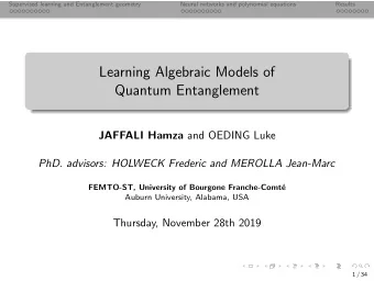 Learning Algebraic Models of  Quantum Entanglement JAFFALI Hamza and OEDING Luke  PhD. advisors: