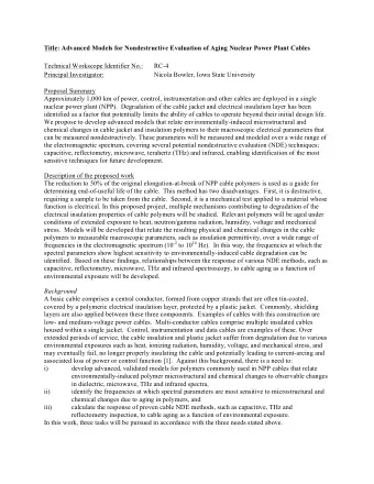 Title: Advanced Models for Nondestructive Evaluation of Aging Nuclear Power Plant Cables  Technical