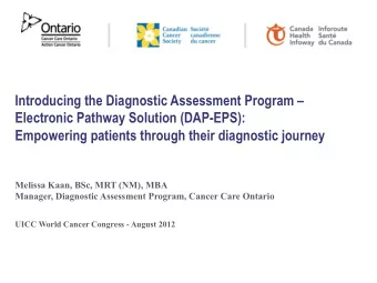 Introducing the Diagnostic Assessment Program   Electronic Pathway Solution (DAP-EPS):