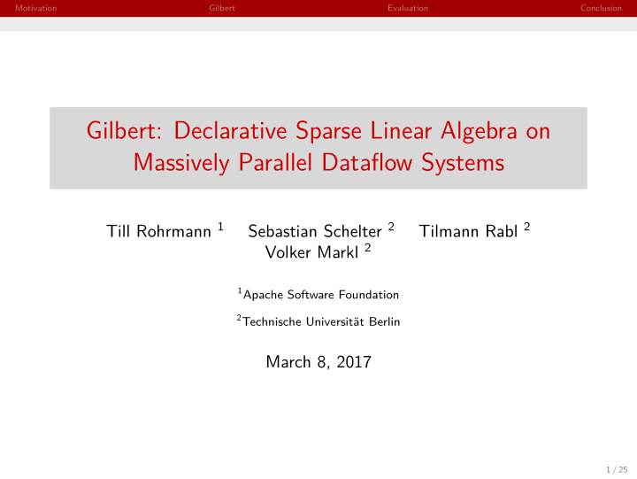 gilbert declarative sparse linear algebra on massively