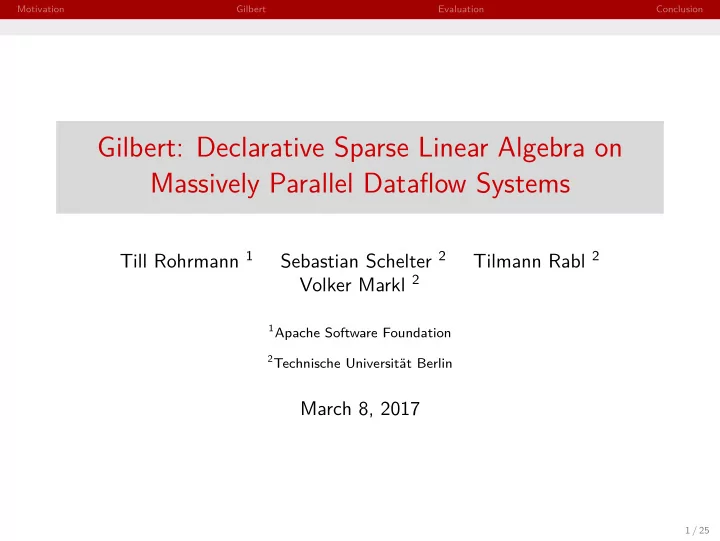 gilbert declarative sparse linear algebra on massively