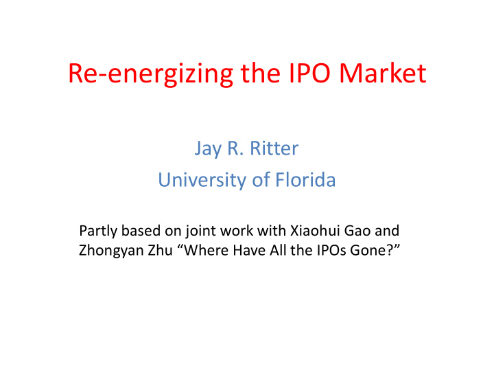 re energizing the ipo market