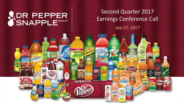 second quarter 2017 earnings conference call