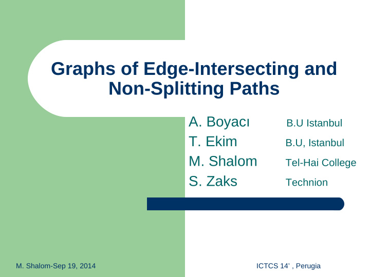 graphs of edge intersecting and non splitting paths