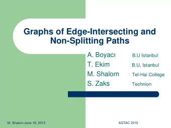 Graphs of Edge-Intersecting and  Non-Splitting Paths A. Boyac  B.U Istanbul T. Ekim B.U, Istanbul
