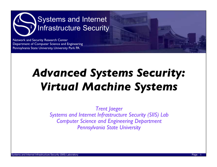 advanced systems security virtual machine systems