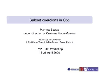 Subset coercions in C  M  S  under direction of C