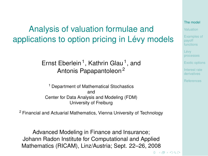 analysis of valuation formulae and