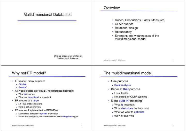 overview multidimensional databases