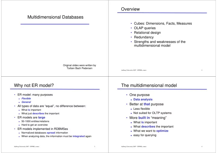 overview multidimensional databases