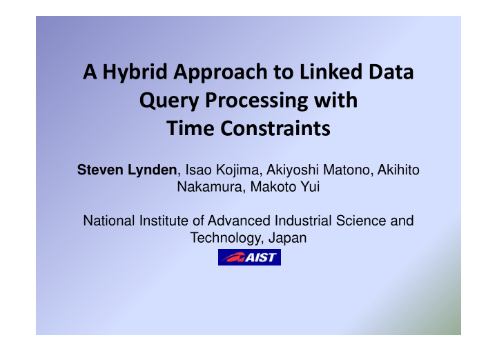 a hybrid approach to linked data q er pro essin query