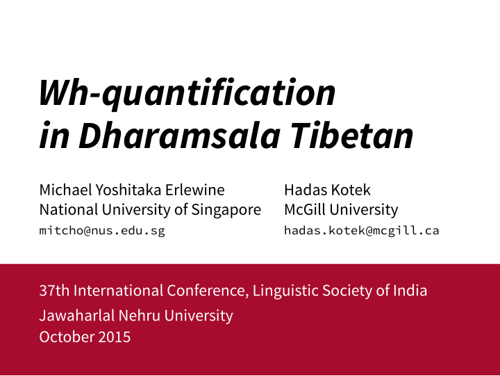 wh quantification in dharamsala tibetan