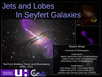 Jets and Lobes  In Seyfert Galaxies  Beatriz Mingo  University of Hertfordshire  Supervisors:
