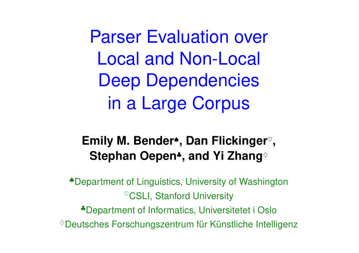 parser evaluation over local and non local deep