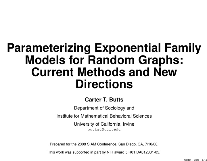 parameterizing exponential family models for random