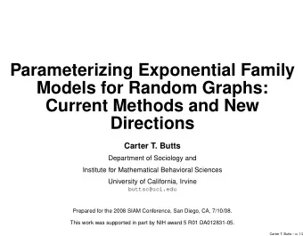 Parameterizing Exponential Family  Models for Random Graphs:  Current Methods and New  Directions