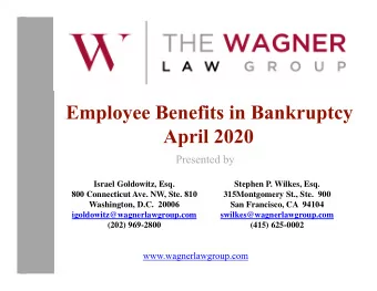 Israel Goldowitz, Esq.  Stephen P. Wilkes, Esq.  800 Connecticut Ave. NW, Ste. 810  315Montgomery