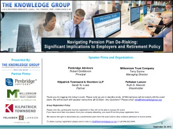 Speaker Firms and Organization:  Presented By: Penbridge Advisors Millennium Trust Company  Robert