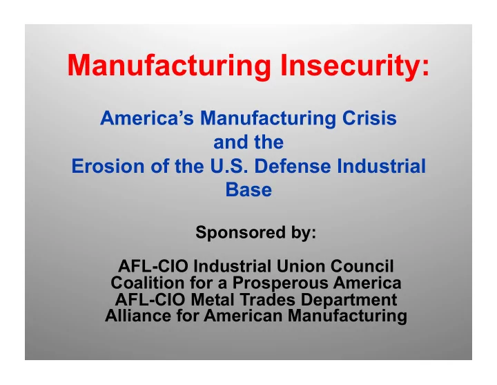 globalizing the defense industrial base
