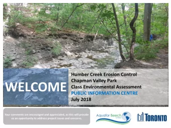 Humber Creek Erosion Control  Chapman Valley Park  Class Environmental Assessment  PUBLIC