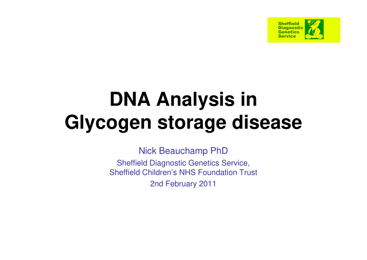 dna analysis in glycogen storage disease