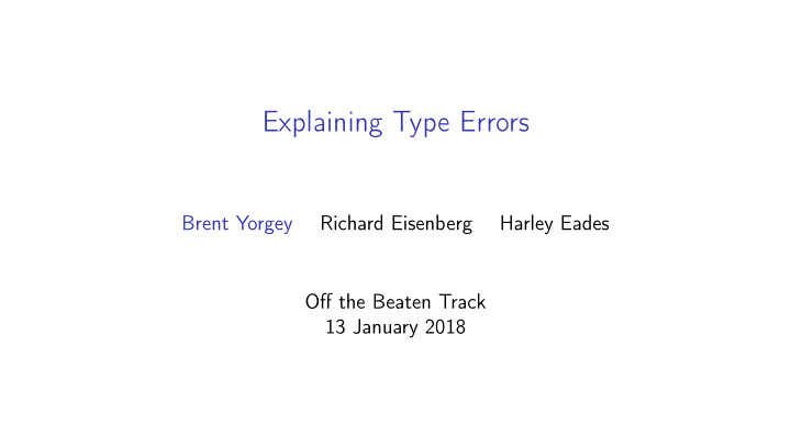 explaining type errors