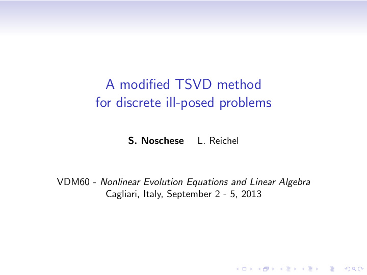 a modified tsvd method for discrete ill posed problems
