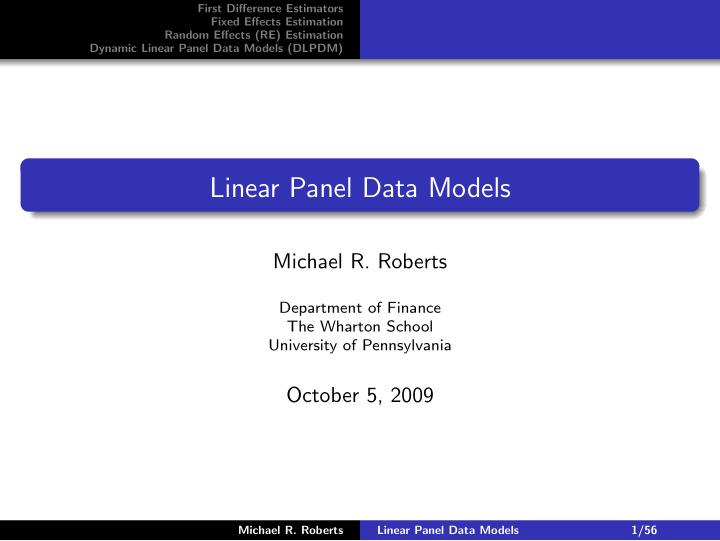 linear panel data models