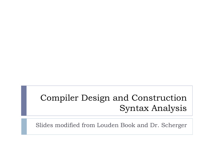 compiler design and construction syntax analysis