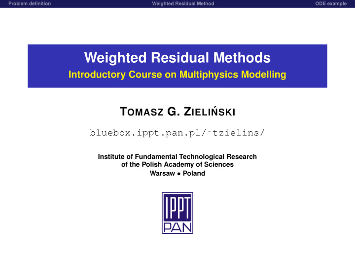 weighted residual methods