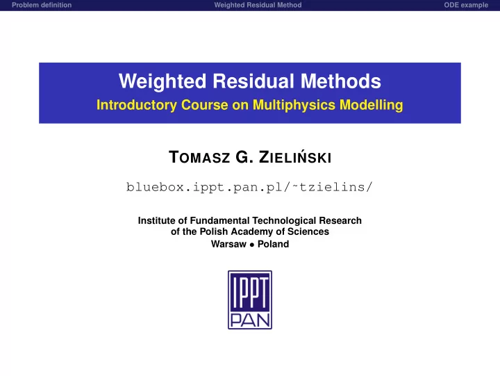 weighted residual methods