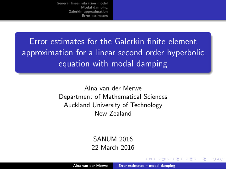 error estimates for the galerkin finite element