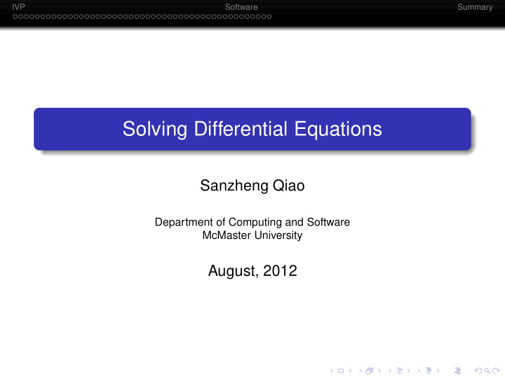 solving differential equations