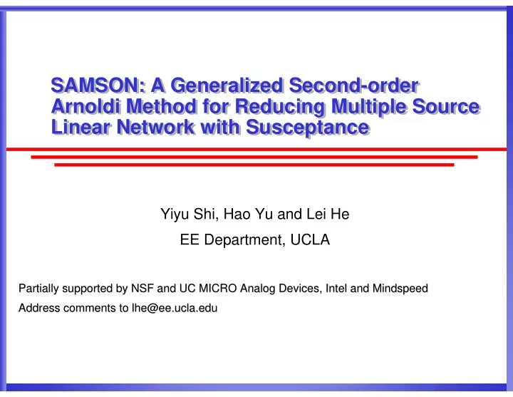 samson a generalized second order samson a generalized