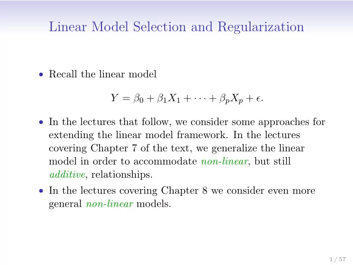 linear model selection and regularization