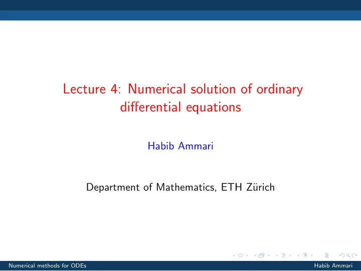 lecture 4 numerical solution of ordinary differential