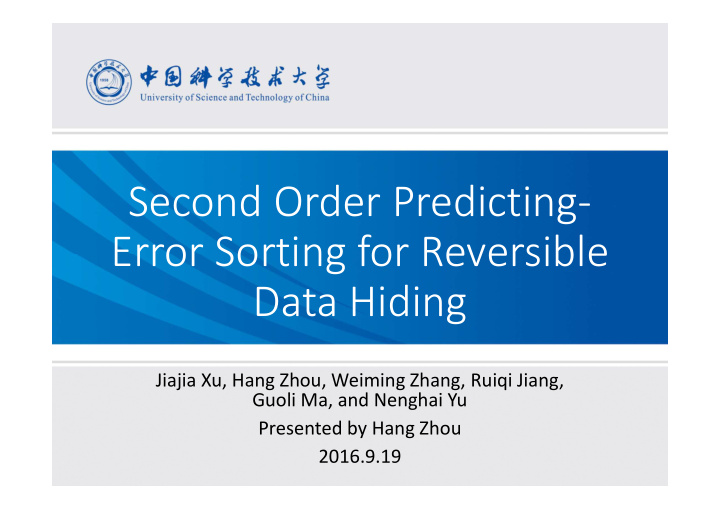 second order predicting error sorting for reversible data