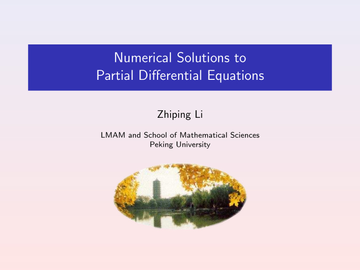 numerical solutions to partial differential equations
