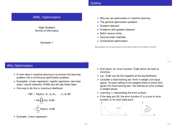 outline iaml optimization